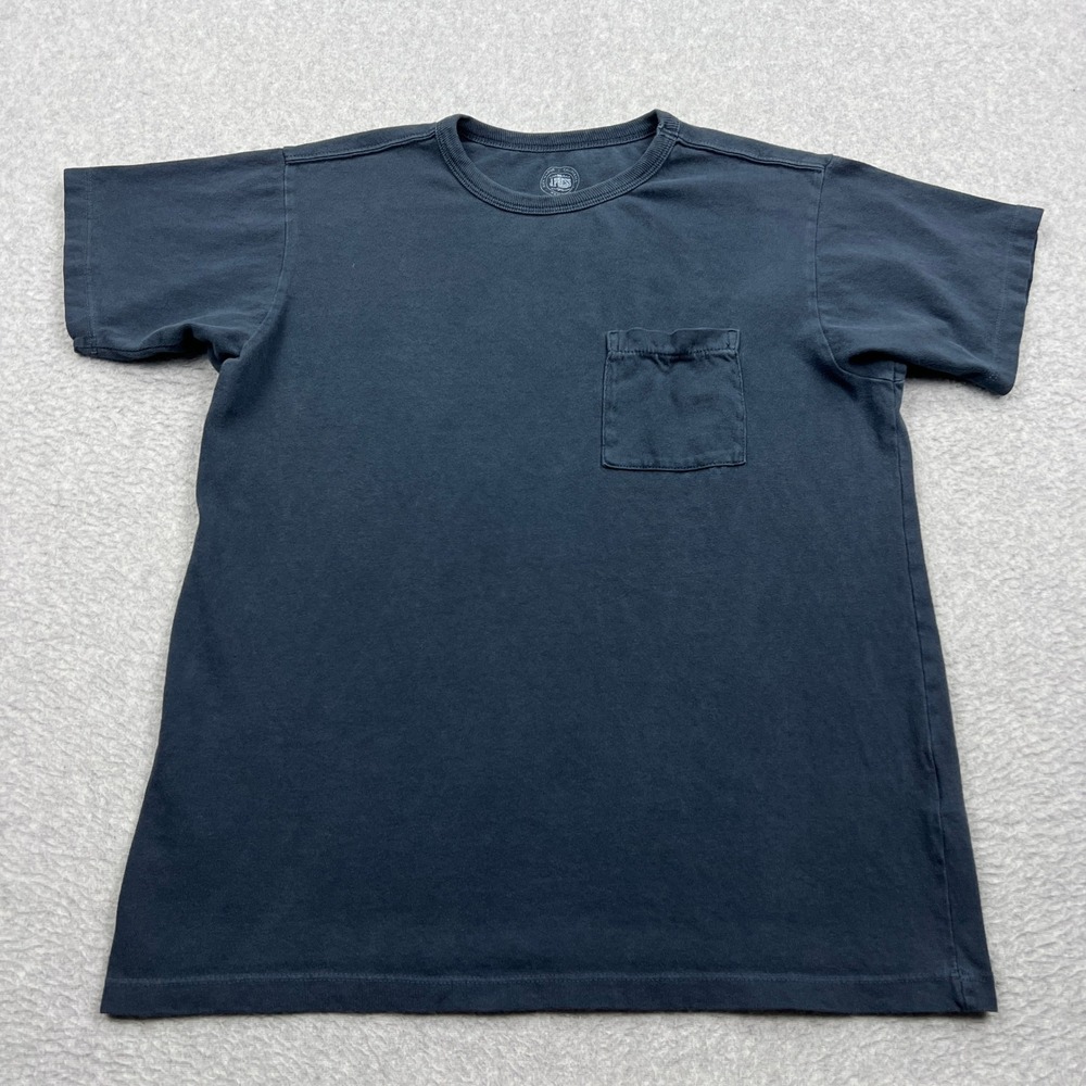 Buck Mason T-Shirt Men's Small Dark Blue Wash Toughknit Pocket Crew Tee USA Made